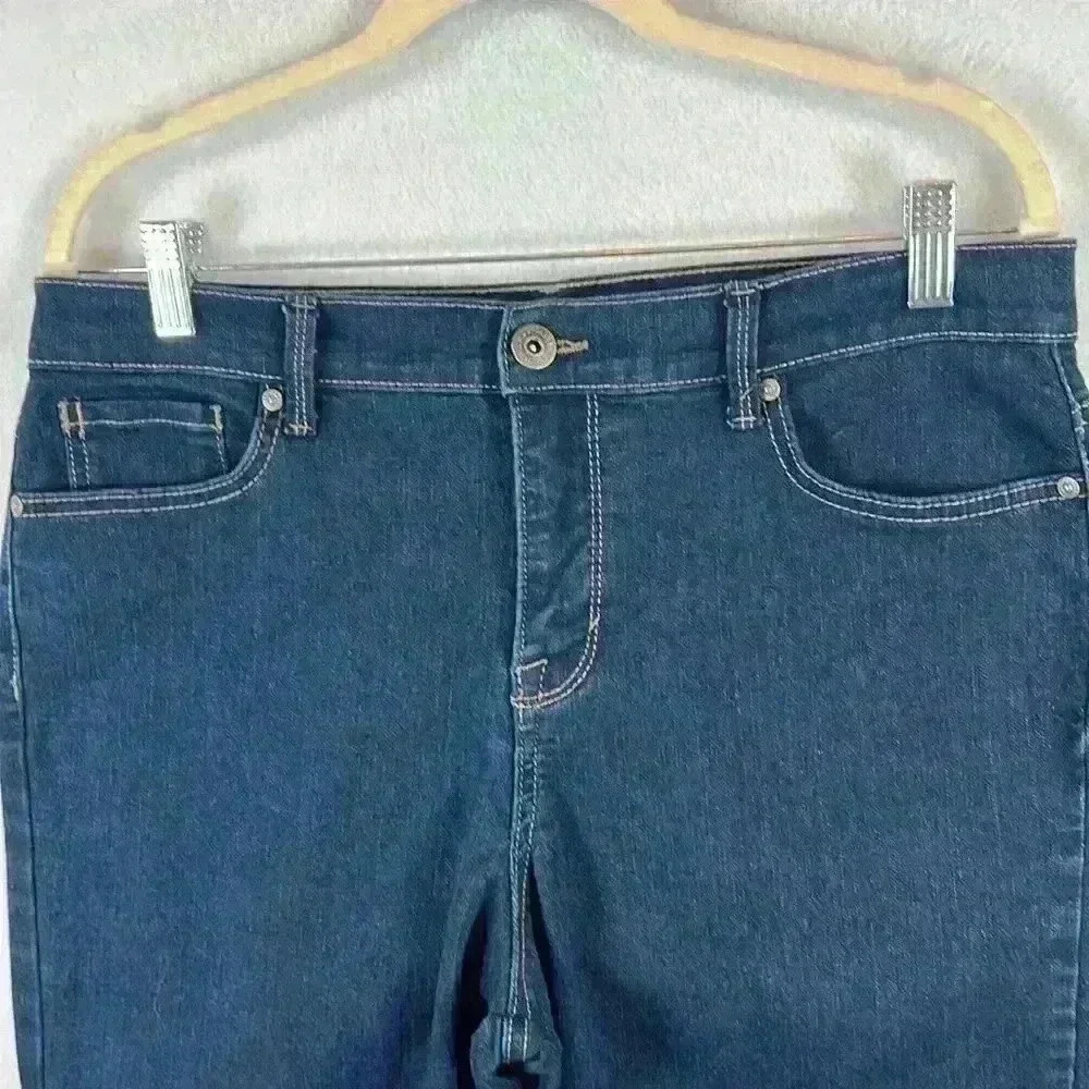 Style & Co Women’s Jeans Size 12P Dark Blue Wash High Rise Straight Leg - Picture 2 of 11